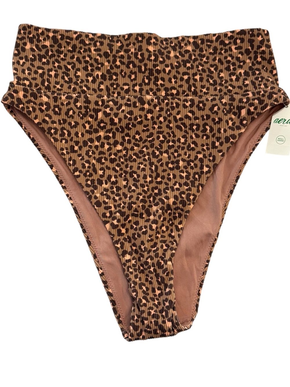 Aerie High Waisted High Cut Cheeky Brown Cheetah Print Bikini Bottom Sz S NWT